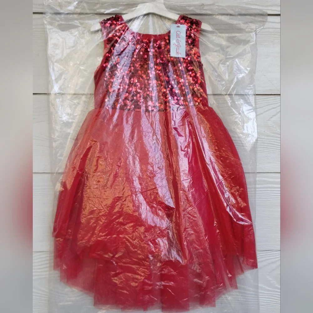 Red Sequin Tulle Party Dress for Girls